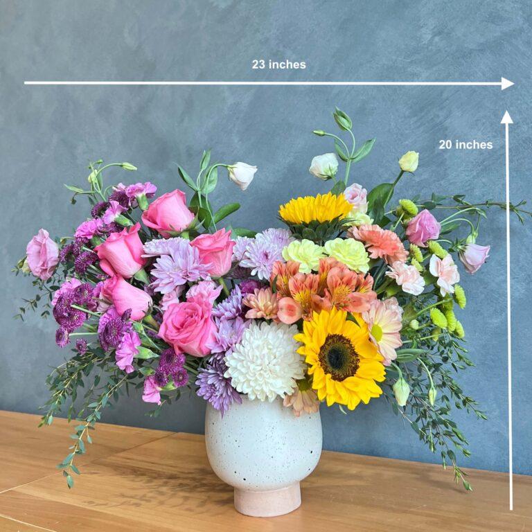 Sunny Side Bloom - Radiant Floral Arrangement with Sunflowers Pink Roses Daisies & Pastel Blooms for Brighten Your Day