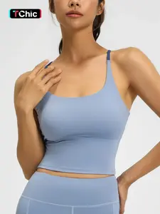 Women's Wide Shoulder Strap Sports Top with Fixed Padding, Elastic Yoga Tank, Color Block Design, Fashionable Exercise Wear, Yoga Sports Vest, Sleeveless Gym Tops