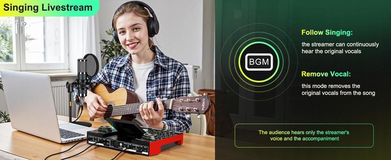 Tenlamp G10-Series Audio Mixer, Live Sound Card with XLR Microphone Connector, Professional Chipset, 48V Phantom Power Supply, One Touch Noise Reduction, One Touch Voice Change for Podcast,Recording,Vocal,Game Voice#TikTokShopBlackFriday