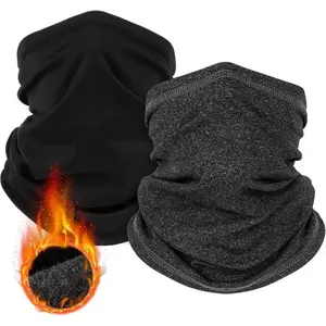 2 Pack Winter Neck Gaiter Warmer for Men&Women,Windproof Face Cover Fleece Face Mask Scarf for Cold Weather Sport