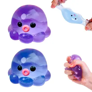 2 Pcs NEW Taba Squishies Adorable Octopus Crystal Ball Homemade Bubble Making Pinch Decompression Anger Relief Toy Slow Rebound Squeeze Toys for Party Gifts