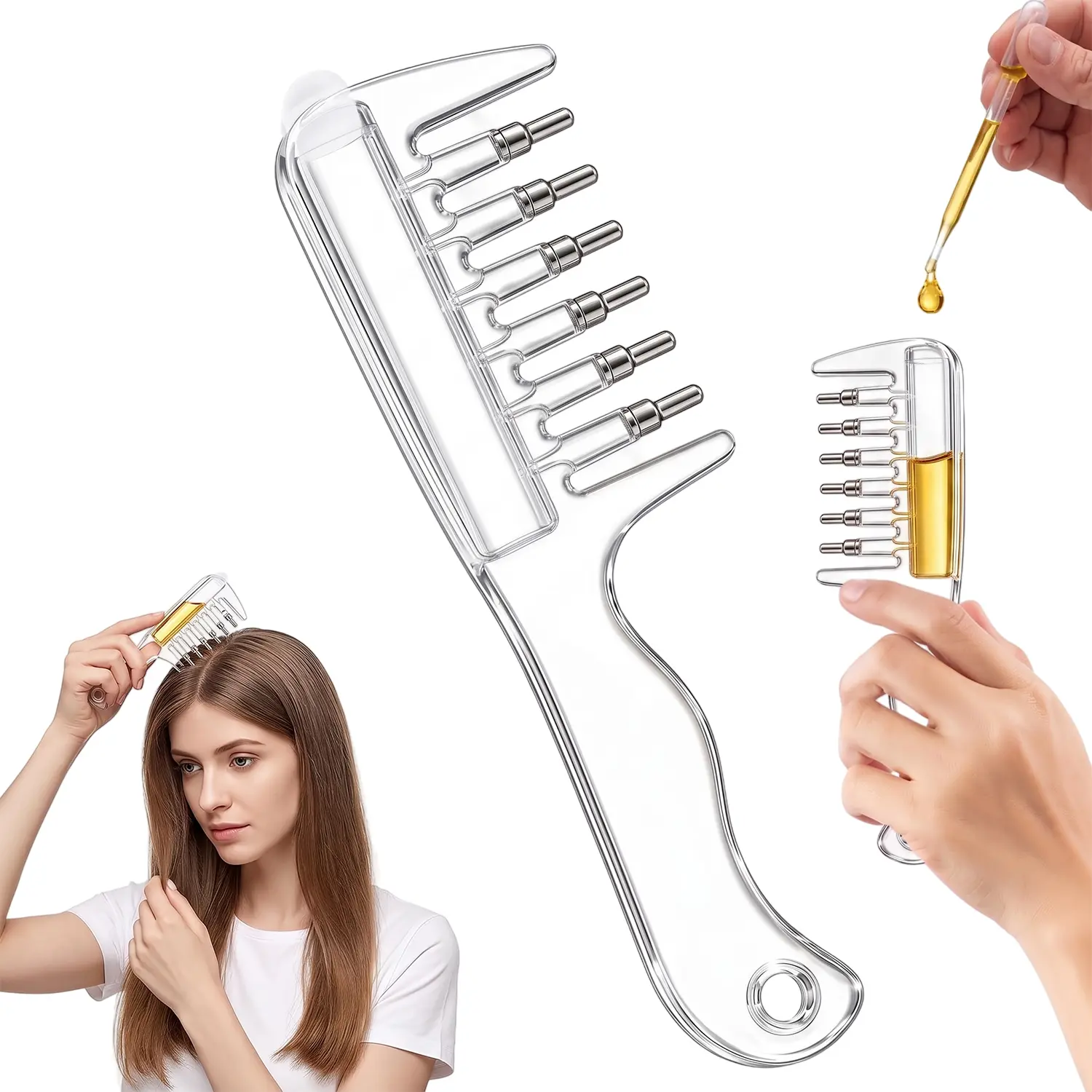 Scalp Liquid Applicator Comb, Refillable Hair Root Oil Massage Comb for Hair Care Treatment, Clean And Mess-Free, Refillable Design, Suitable for All Hair Types