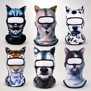 Unisex 3D Print Cat Ear Balaclava, Breathable Outdoor Face Cover for Skiing and Sports