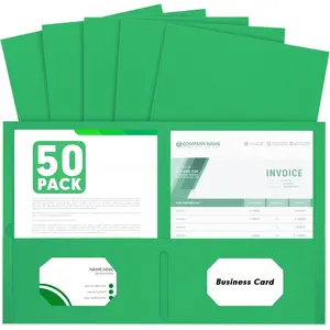 Two Pocket Folders,  50 Pack 2 Pocket Folders Fit Letter Size Paper, Paper Folders with Pockets for School Office Business  (Green)
