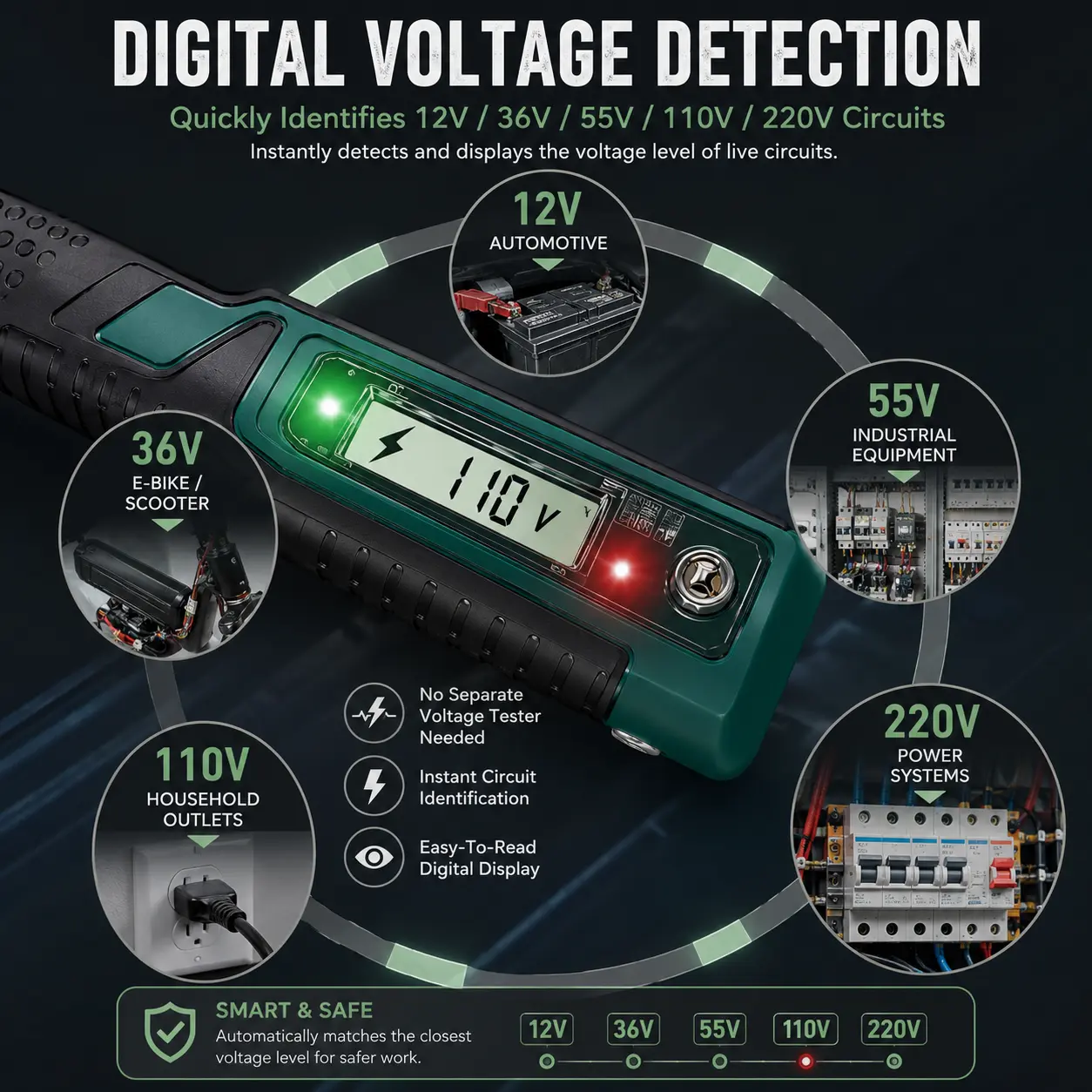12-in-1 Electrical Multi Tool Pliers, Digital Wire Stripper with Voltage Tester, Wire Cutter, Crimper & Cable Twister for Electricians