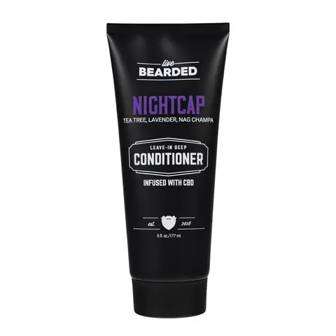 Live Bearded Nightcap Leave-In Conditioner - Tea Tree, Lavender, and Nag Champa Deep Hydration Cream for Men - 8 oz