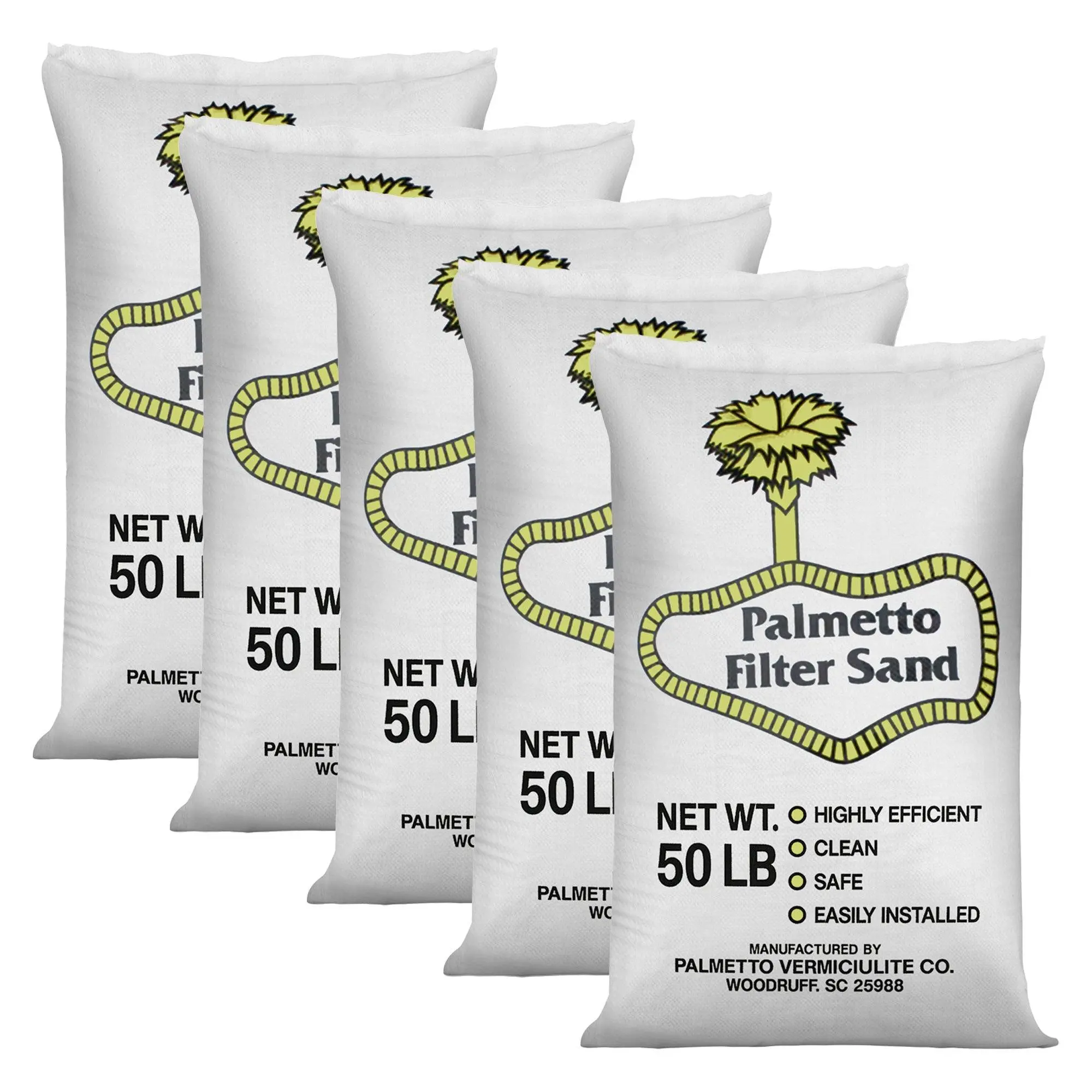 Palmetto 5 Pack Filter Sand Residential & Commercial Pool Sand Filters, 50 Pound