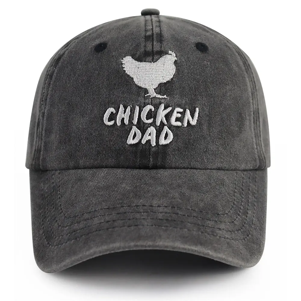 Chicken Hat for Men Dad Daddy Papa, Adjustable Washed Cotton Embroidered Farm Cock Baseball Cap, Christmas Fathers Day Birthday Chicken Gifts for Father Grandpa Chickens Owners Farmer Rooster Lover