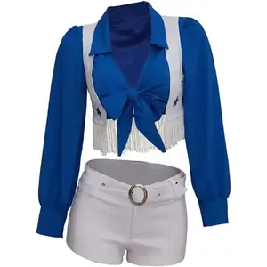 Women’s Star Sexy Cheerleader Costume High School Girls Cheerleading Uniform Sports Team Two-Piece Set