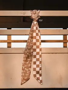 Neutral Checked Brand Twilly