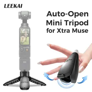 LEEKAI Auto Open Mini Tripod PX01 for DJI Osmo Pocket 3/2 camera & Xtra Muse Automatic Pop-Up Vlog Stand & Selfie Stick Mount for Action & 360 Cameras Accessories with 1/4" Screw One Click Open Grip