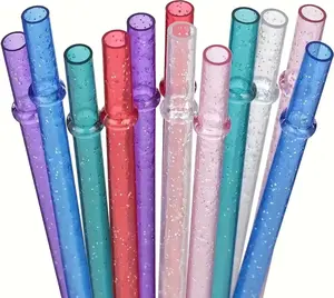 Glitter Reusable Hard 9" Plastic Straw