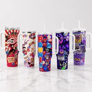 Jax The Amazing Digital Circus Pomni Tumbler 20oz 40oz, Cute Stainless Steel Insulated Cup With Handle and Straw