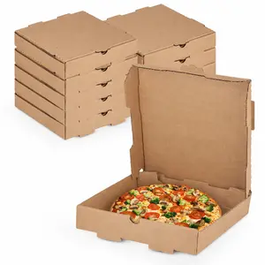 MT Products Square Brown Pizza Box - 10" x 1.75" B-Flute Corrugated Food Storage Box, Flat Ship, Pack of 10