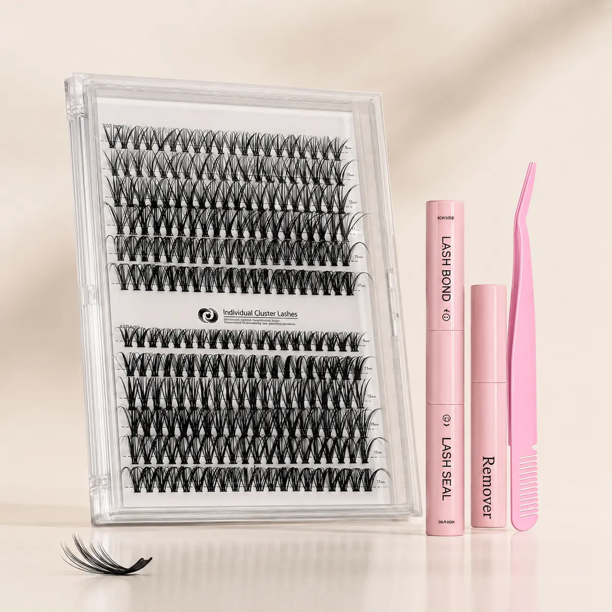 DIY Cluster Lash Kit | Wispy Individual Lash Clusters with Bond & Seal, Lightweight, Reusable, Mixed Lengths for Natural to Glam Eye Looks