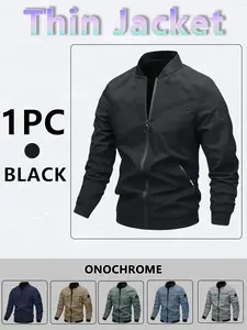 Men's Casual Windproof Jacket Outdoor Mountaineering Camping Polyester Personalized Letter Embroidered Pilot Jacket Beige Gray Qh Long Sleeve Zippers Halloween Gifts