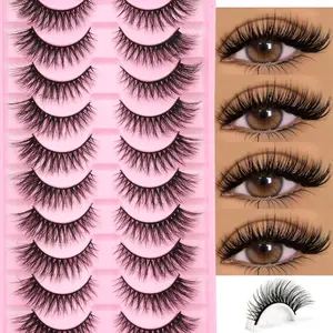10 Pairs 3D Voluminous Cat Eye False Lashes, Elegant One-Piece Design, Easy to Wear and Remove, Natural Eye Enhancement, Perfect for Parties