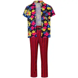 Ace Ventura Cosplay Pet Detective Costume Movie Shirt Pants Belt Hawaiian Vacation Full Set Outfit