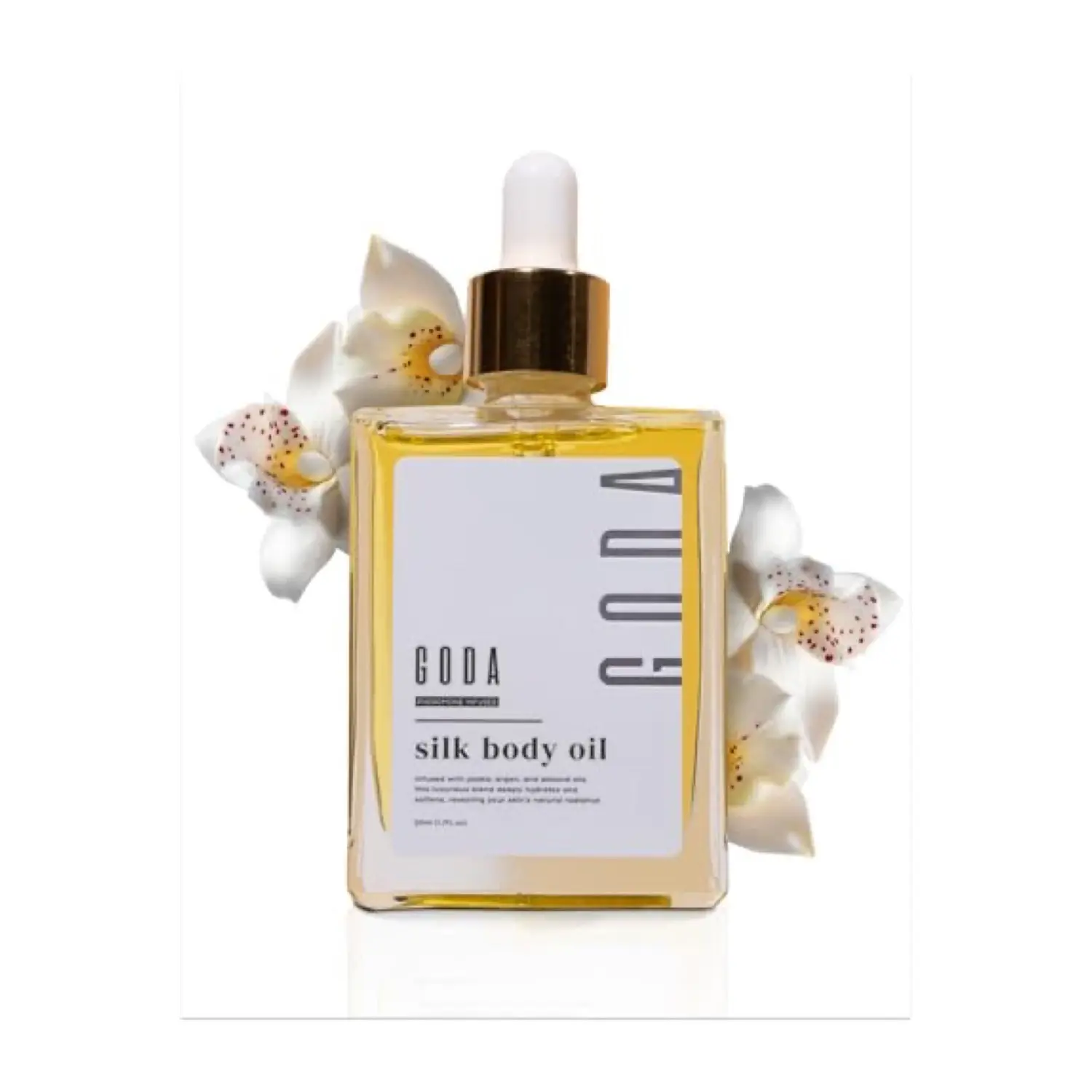 GODA Silk Body Oil, Lightweight Scented After-Shower Body Moisturizer with Jojoba, Argan, Sweet Almond Oils and Vitamin E, 50 mL / 1.7 fl oz