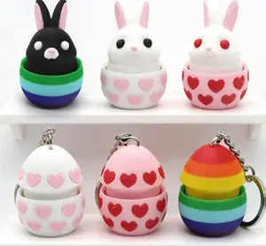 6PCS 3D Printed Easter Eggs Set with Articulated Rabbit Inside, Prefilled Surprise Eggs for Easter Basket Stuffers, Reusable Collectible Toys for Easter Egg Hunt & Party Favors (BunnyInside)