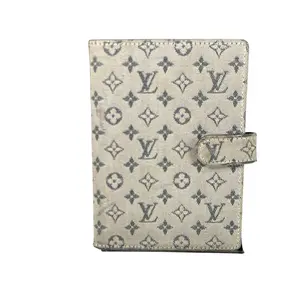 Pre-owned Louis Vuitton Canvas Small Leather Goods Mini Lin Agenda PM Navy Blue Small Ring Binder Cover LV