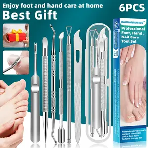 6 Piece Premium Foot Bath Tool Set, Pedicure Tool, Manicure Kit, Nail Care Repair Kit with Portable Storage Box, No Scent Home Travel Care Gift