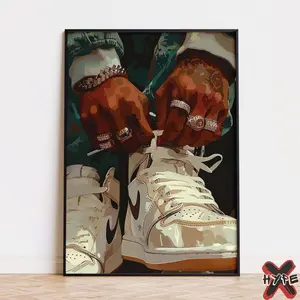 Black Man Wall Art, Printable Sneaker Poster, Hypebeast Male Décor