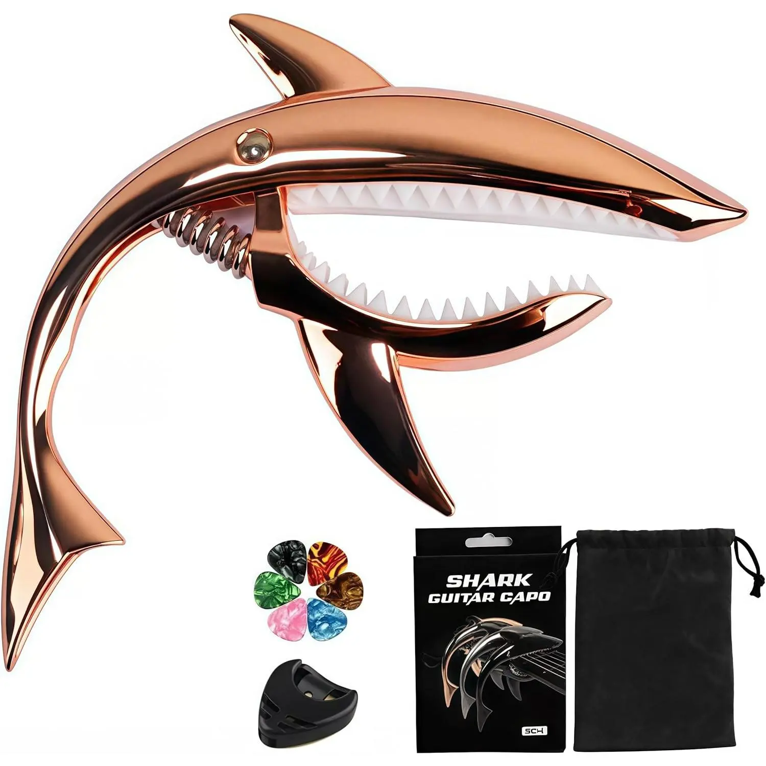Guitar Capo  Guitar Capo Acoustic Capo Electric Guitars Capo  Zinc Alloy Guitar Accessories Ukulele Mandolin Banjo Bass (Rose  with 6 Picks)