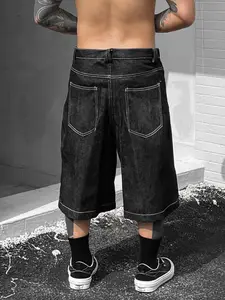 Men's Denim-Effect Print Streetwear Jeans Shorts, Loose Casual Comfy Fashion Graphic Shorts for Daily Wear, Mens Bottoms for Summer