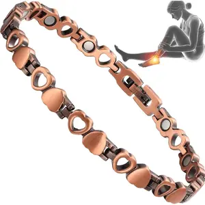 Copper Ankle Bracelet for Women, 99.99% Pure Copper Heart Anklet, Adjustable Fashion Jewelry Gift