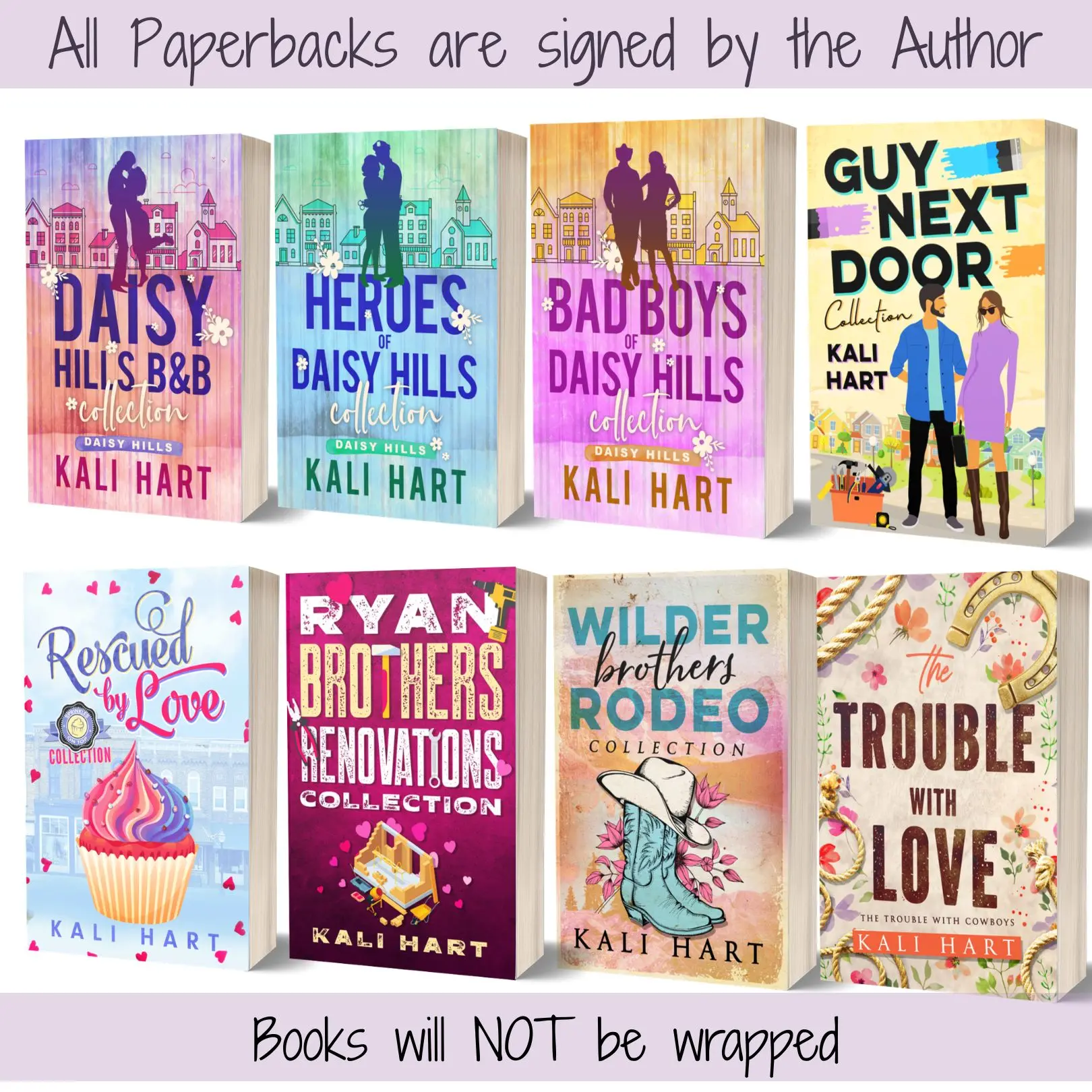 Kali Clearance Bundle: 8 Signed Paperbacks, 35 Short Romances, A $158 VALUE!