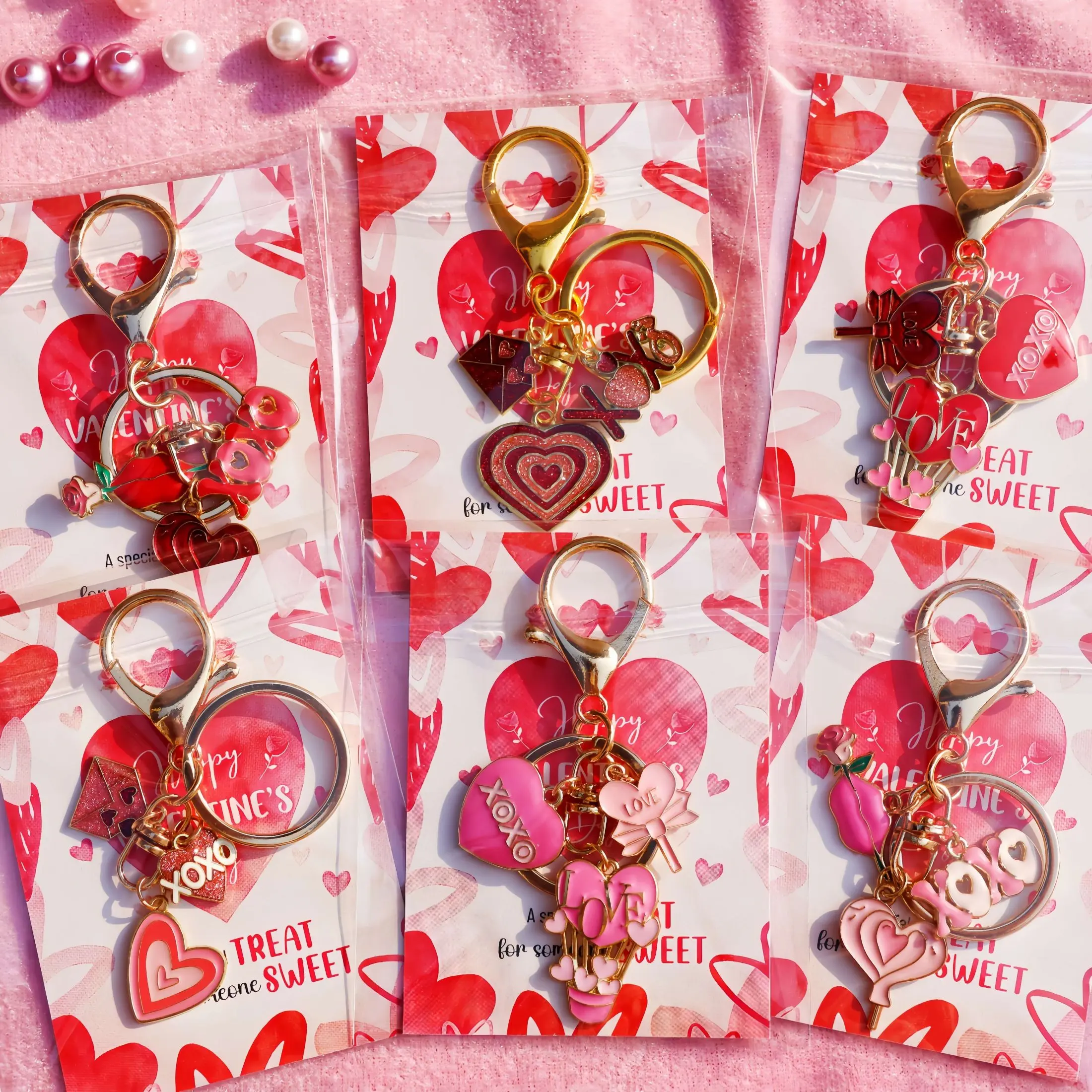 1/6pcs Valentine's Day Heart Keychain, Warm Greeting Card for Best Friends & Family, Perfect Valentine's Gift & Accessory, Cute Keychain