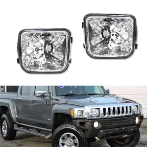 2PCS Clear Chrome Front Corner Signal lamps Lights Housing Kit For 2006 2007 2008 2009 2010 Hummer H3,Replace OEM 15139187, 15139188