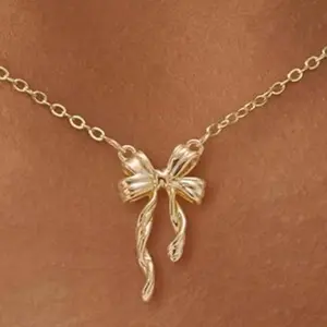 Txdvbls Bow Pendant Necklace for Women Dainty Cute Small Tiny Bow Pendant Choker Chain Necklace Minimalist Trendy Christmas Valentine's Day Gifts for Her   Valentine's Day