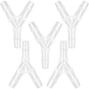 Plastic Barb Equal Y Tee 3/8" hose ID Polypropylene pipe connectors Plastic Joint Splicer Mender Adapter Union Boat Water Air Aquarium O2  (pack of 5)