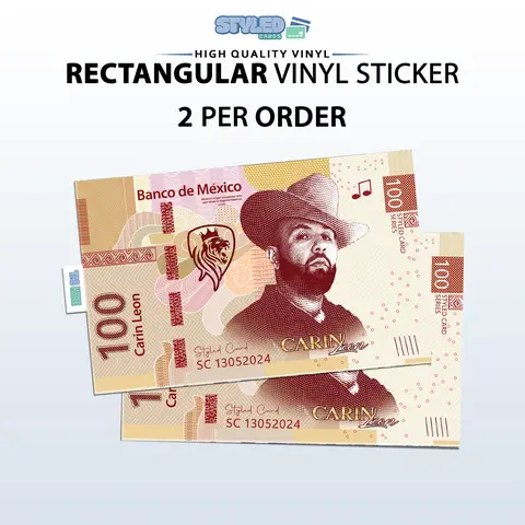 100 peso carin leon rectangle vinyl sticker