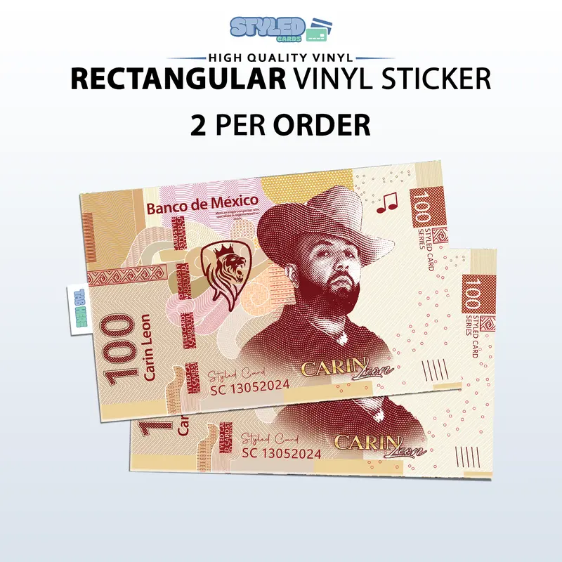 100 peso carin leon rectangle vinyl sticker