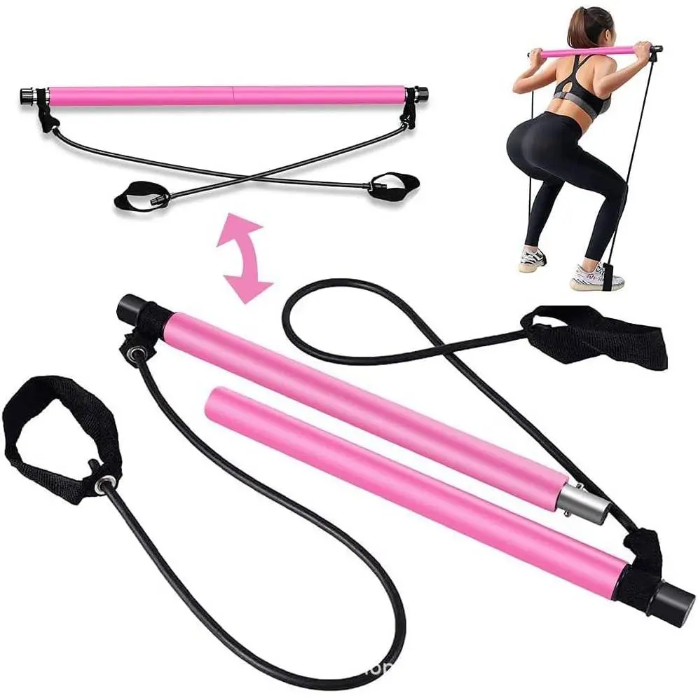 Portable Pilates Stick, Yoga Pilates Bar Kit with Resistance Band, Home Gym Pilates with Foot Loop for Workout, At Home Gym Equipment, Pilates Equipment For Home Workouts, Multifunctional Pilates, Stretching Gear