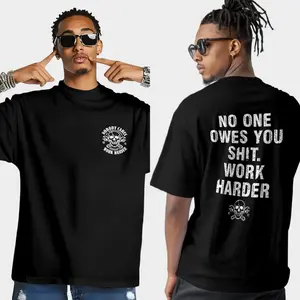 Work Harder Skull Shirt – Gritty Message for the Relentless Grinder, 100% cotton fathers day gifts, Menswear Tops Streetwear Tshirt word 25530 Tropical Round Neck