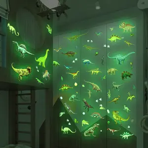 1 Set, Glow In The Dark, Dinosaur Wall Stickers, Removable Waterproof Stickers, Wall Decor For Living Room Bedroom, Home Decor