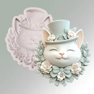 Cat Shaped Multi-Purpose Silicone Mold, for Candle, Soap, Resin, Polymer Clay, Handicrafts, Home Decor, Ideal for Craft Lovers, DIY Gifts for Valentine's Day, Mother's Day, Christmas