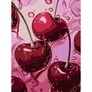 DIY Diamond Painting Kit, Cherry Fruit Rhinestone Embroidery, Full Drill Home Decor, 11.8x15.7in/30x40cm Art Project, Full Diamonds