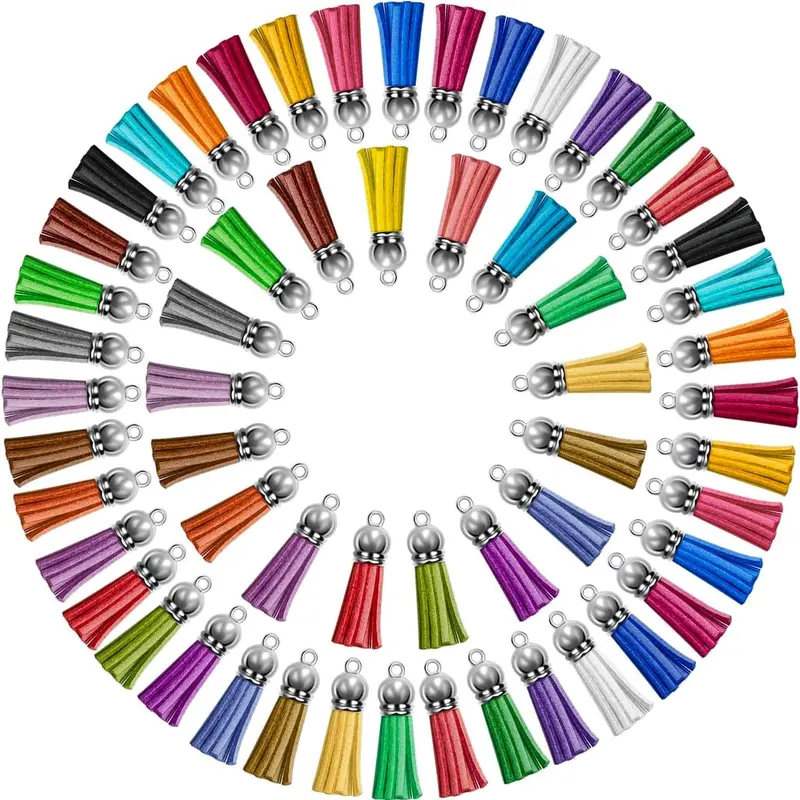 Keychain Tassel (30/60pcs), Colorful Keychain Tassel, DIY Jewelry Making Supplies for Bracelet Necklace, Jewelry Making Accessories, Keychain Bag Pendant
