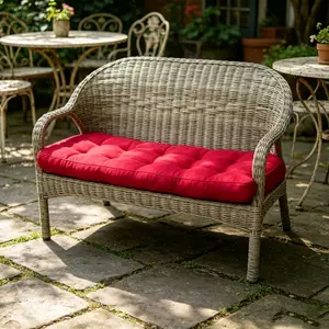 Indoor/Outdoor Bench Cushion 51.2"x19.7"x3.2" Waterproof Tufted Overstuffed Patio Cushion Thick Cotton Filler Comfortable Durable Swing Pad for Porch Hammock Egg Chair Garden Lounger Furniture Black/Grey Set of 1