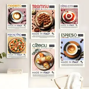 Italy Food Poster HD Sticky Waterproof Wall Art | High Quality Print Aesthetic Home Living Bedroom Bathroom hallway Decor Trendy Room Decoration | Multiple Size Options Available