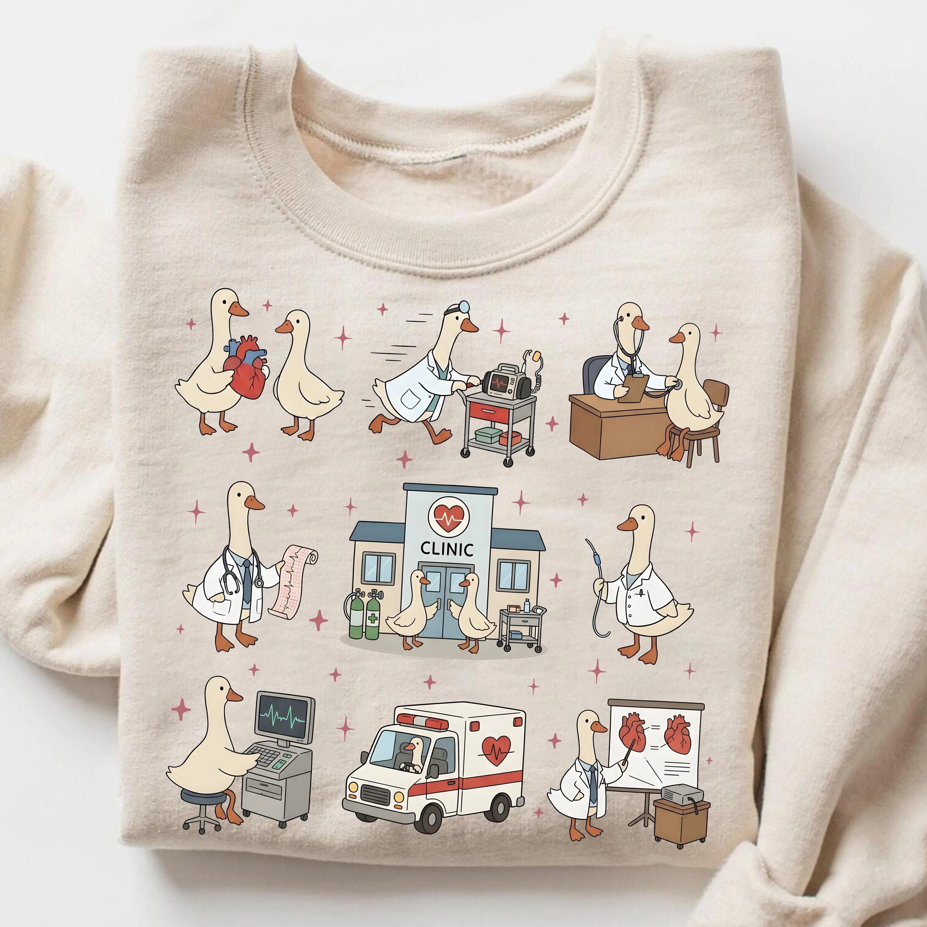 Silly Goose Cardiology Sweatshirt, Funny Heart Doctor Gift, EKG Nurse Cardiac ICU Sweater, Cardiologist Gift Idea