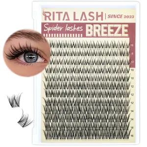 RITALASH 144PCS Wispy Spider Lash Clusters, Natural Breeze Eyelash Clusters D Curly Lashes Cluster 8-16mm Spider Cluster Eyelash Extensions Reusable Venus Individual Lashes for Beginners DIY at Home