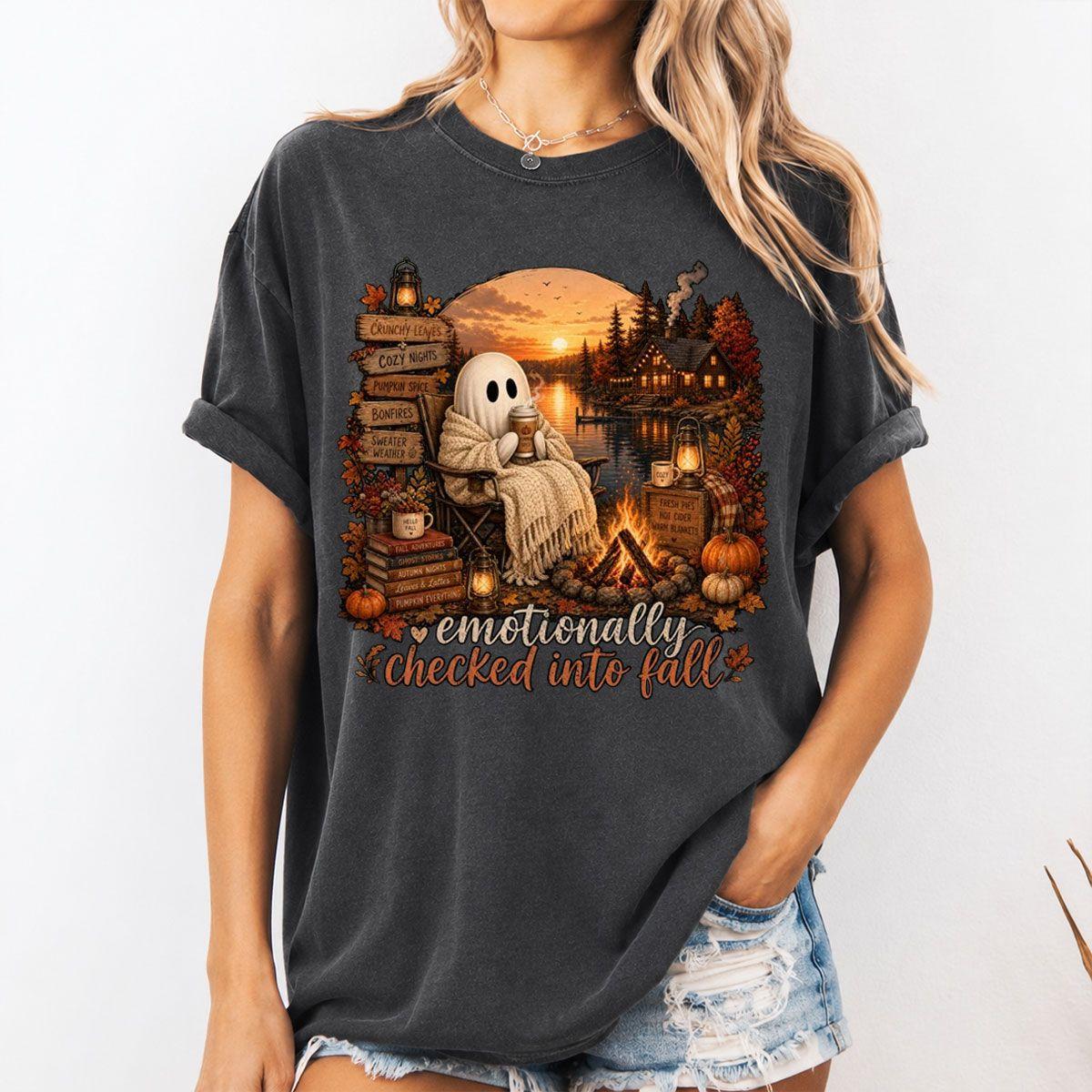 Comfort Colors Summer Halloween Ghost Shirt, Mentally I Am Here Tshirt, Cute Ghost Campfire Graphic Tee, Trendy Halloween Shirt, Funny Fall Tee – Squirrel Corner