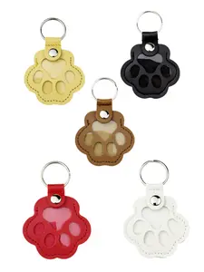 Pet Hair Keychain Holder, Portable PU Storage Bag for Cat Dog Fur, Claw Print Design, Convenient Pet Grooming Accessory