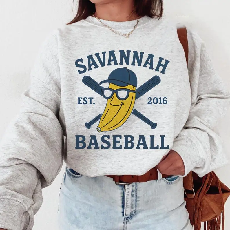 Vintage Savannah Baseball Sweatshirt - Retro Unisex Crewneck, Banana Sport Fan Apparel, Athlete Gift, Baseball Team Merch, Baseball Lover